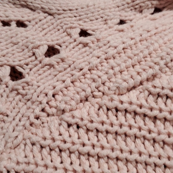 lucky brand sweater women's size xs x-small pink peekaboo knit barbiecore boho - Picture 5 of 5